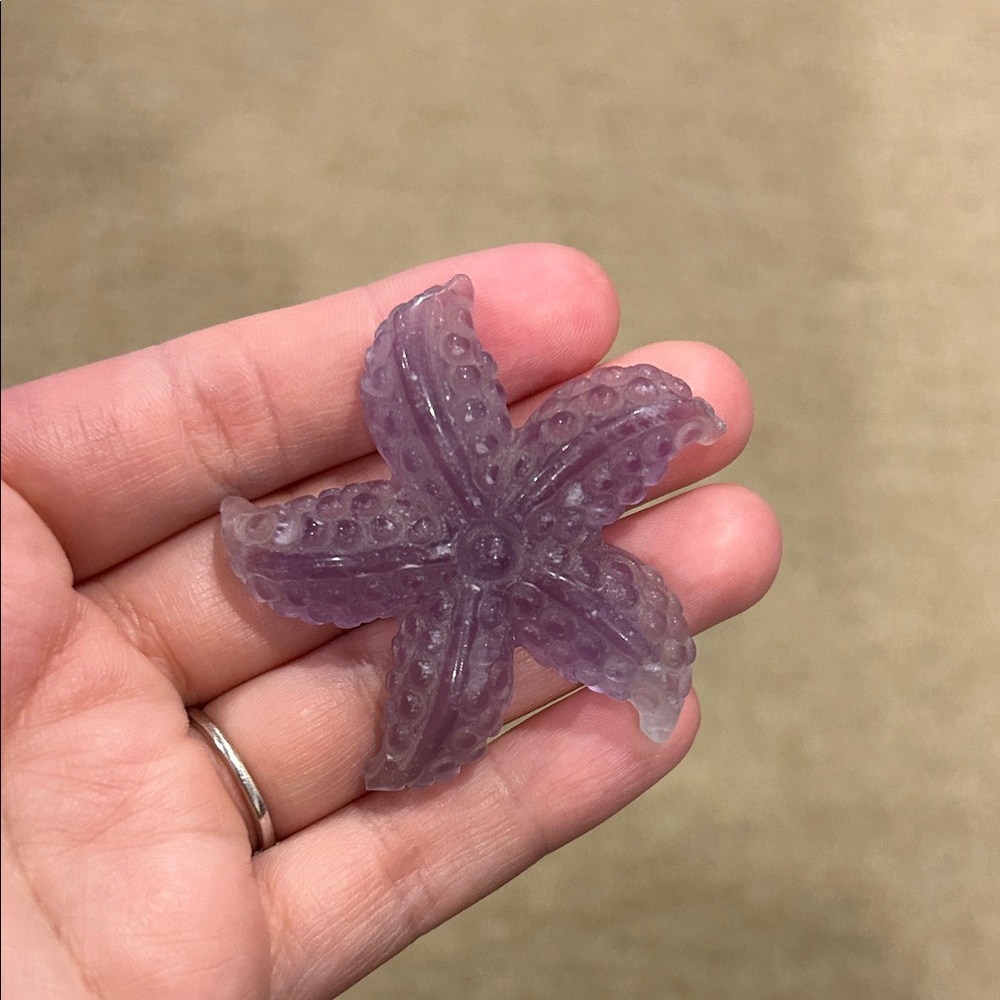 Lavender Fluroite Starfish Crystal Figurine - Picture 6 of 9